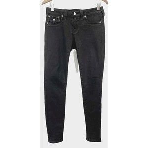 True Religion Jeans Black Serena Glitter Gold‎ Coated Jeans Y2K Goth Mallcore 28